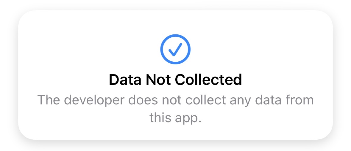 Apple App Store Data Not Collected privacy badge for Carte